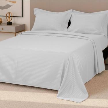 Imagem de Jogo de Cama King Percal 300 Fios 100% Algodão Adamascado 4 Peças – BF Colchões