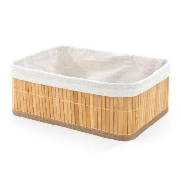 Imagem de Cesto Organizador De Bambu Dobrável Multiuso Com Forro Maior - Mimo St