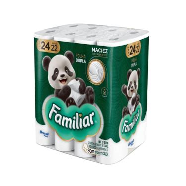 Imagem de Papel Higiênico Familiar Folha Dupla 30m 24 Rolos