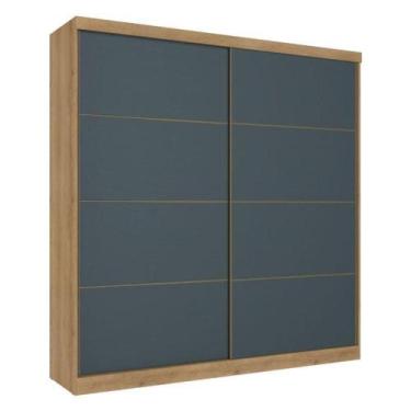 Imagem de Guarda Roupa Casal Malaga 2 Portas Capuccino Azul Acetinado - Thb - TH