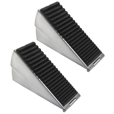 Imagem de HARSKIYER Pacote com 2 batentes de porta resistentes, batente de porta ajustável de aço inoxidável 304 com carregamento de mola, cunha de rolha de 7,6 cm de altura para dormitório, base antiderrapante