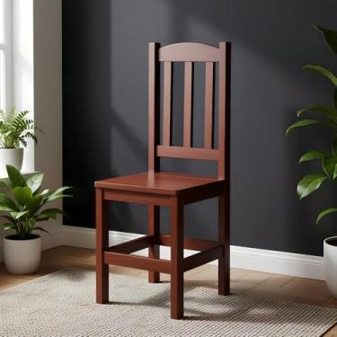 Imagem de Kit 2 Cadeiras em Madeira Maciça Reforçada Diamante - Castanho Sem Estofado