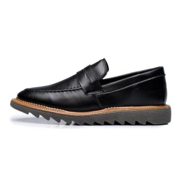 Imagem de ThézB Sapato Social Masculino em Couro Sintético Marrom, Sola Tratorada Alta, Estilo Loafer Elegante, Fechamento com Fivela (Preto Cinza, BR, Adulto, Numérico, 41)