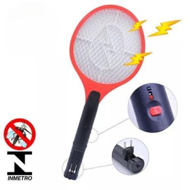 Imagem de Raquete Eletrica Mata Mosquito Dengue Insetos Moscas Pernilongos Recar