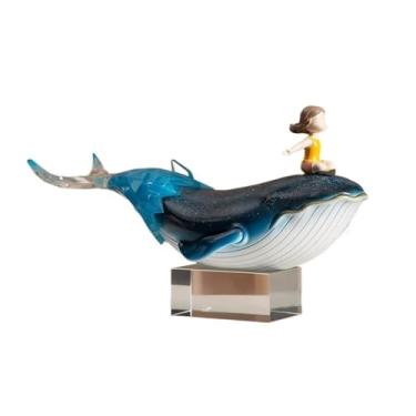 Imagem de hezhuhe2258 Ornamentos de mesa modernos e leves luxuosos ornamentos em forma de peixe resina pequenos objetos criativos decoração artesanato