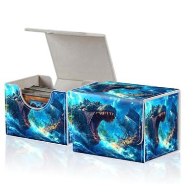 Imagem de ACWDMKH Caixa de baralho MTG Commander, caixa de baralho de cartas para negociação Yugioh MTG, serve para 100 cartas de manga dupla, capa de ímã forte de couro PU para Magic Commander TCG CCG