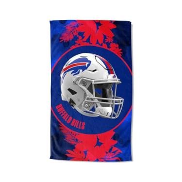 Imagem de NFL Buffalo Bills Toalha de praia de microfibra grande, 101 x 182 cm – Secagem rápida, resistente à areia, leve, altamente absorvente, design de arremesso de moedas