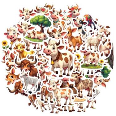 Imagem de 35 peças de adesivos de papelaria de animais de fazenda bovinos para notebook, bagagem, celular, copo, mala, geladeira, telefone, bagagem, laptop, guitarra, carro, brinquedos