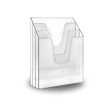 Imagem de Organizador de Papel, Organizador de Documentos Vertical Triplo para Escritório, 24x12x33.5cm(Cristal)