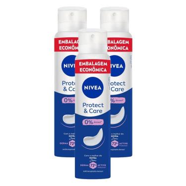 Imagem de Kit 3 Desodorante Nivea Protect & Care Antitranspirante Aerosol 200ml