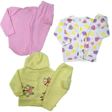 Imagem de Kit Maternidade 6 Pçs Inverno Conjunto Body Pijama Moletom - Koala Bab