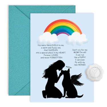 Imagem de CRTURUNIQ Cartão de simpatia do cão, presentes de luto memorial para perda de animal de estimação, ponte arco-íris, amor eterno