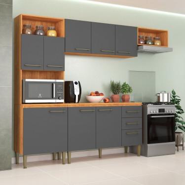 Imagem de Cozinha Compacta 2 Peças 198cm X 240cm Malu Cinamomo-grafite