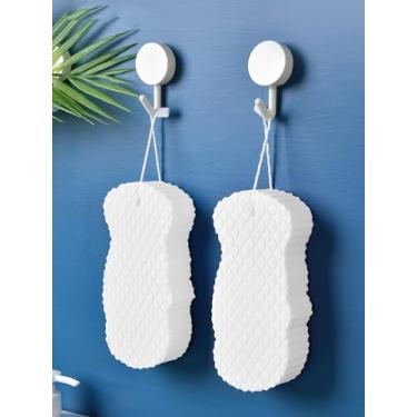 Imagem de 1 pacote de esponjas de banho esfoliantes macias para sabonete líquido, almofadas de banho reutilizáveis de PVA para homens e mulheres, esponja suave para limpeza diária, ferramenta de limpeza
