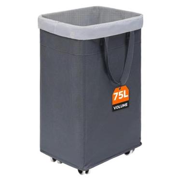 Imagem de Cesto de roupa suja CHICVITA Rolling w/ Wheels 75L Cinza Canvas