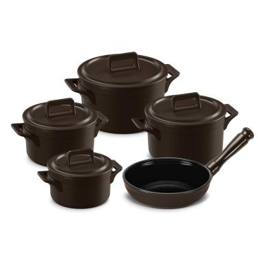 Imagem de Jogo De Panelas De Cerâmica Clear+ 5 Peças Chocolate Ceraflame