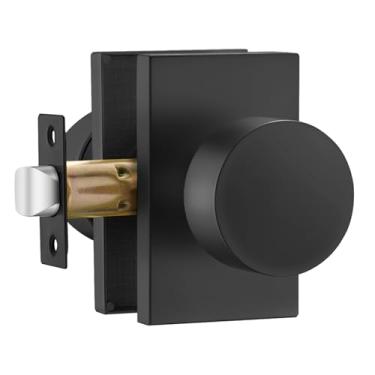 Imagem de goldenwarm Maçaneta de porta de passagem preta, maçaneta de porta de armário preto fosco de liga de zinco, passagem de maçanetas pretas, acabamento resistente para hall e maçaneta de armário, corredor