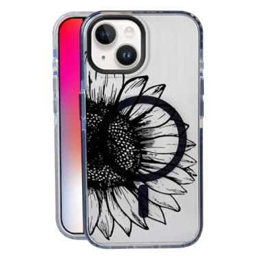 Imagem de Capa de girassol para iPhone 13, compatível com MagSafe, capa fosca macia e à prova de choque, antiimpressões digitais, antiamarelamento, antiarranhões, capa de telefone magnética para Apple