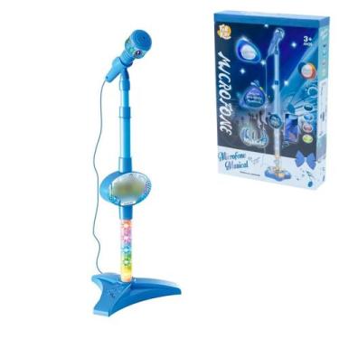 Imagem de Microfone Musical Infantil Com Pedestal E Luz Conecta Celular Karaokê 
