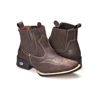 Imagem de Bota Texana Cano Curto Country Bico Quadrado Em Couro - Amarok Calçado