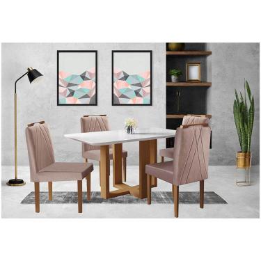 Imagem de Conjunto Sala De Jantar 4 Lugares Cadeiras Mel/off-white