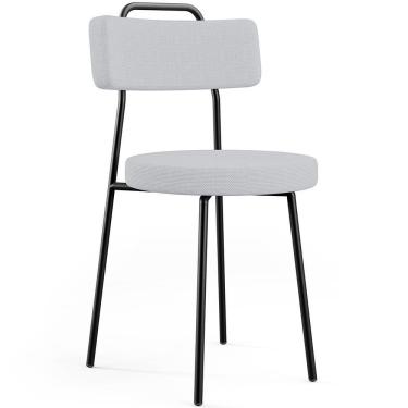 Imagem de Cadeira Decorativa Estofada Para Sala De Jantar Barcelona L02 Linho Cinza