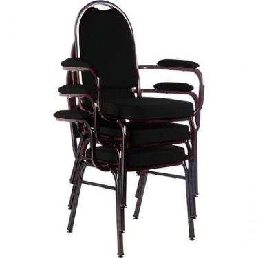 Imagem de Kit Com 3 Cadeiras Para Auditório Linha Hotel Preto