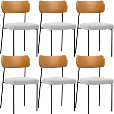 Imagem de Kit 06 Cadeiras Sala De Jantar L02 Whisky Bouclê Cinza