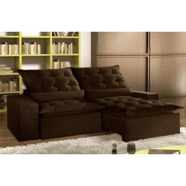 Imagem de Sofá Retrátil e Reclinável 2.50m Malta Movenzo Estofados, Marrom, 250m