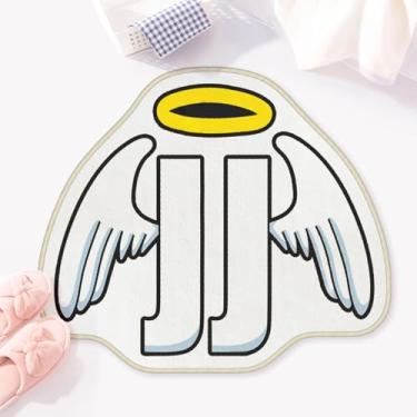 Imagem de Allenjoy 80 cm x 68,8 cm com letras de anjo, tapete de banheiro com asas e halo, tapete antiderrapante, lavável