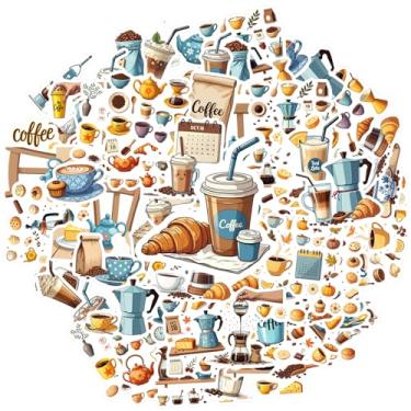 Imagem de 35 peças adesivos de café da manhã utensílios de cozinha café adesivos engraçados preparação para mala, geladeira, telefone, bagagem, laptop, guitarra, carro, adesivo, brinquedos, caderno, bagagem