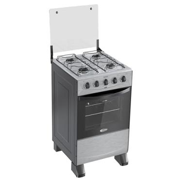 Imagem de Fogão Clarice Delicato 4 Bocas Com Porta Com Visor De Vidro Duplo Mesa Em Aço Inox Compacto E Moderno Com Forno 52 L Puxador Em Metal Desempenho E Elegância (Kromanox)