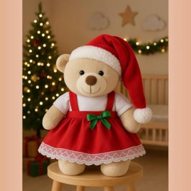 Imagem de Kit De Ursinhos Natalinos Mãe Noel E Duende Ajudante Temático Super Fofo Realista Papai Noel Festa Diversos Para Presente Nicho Decoração Recém Nascido Bebe Baby (Ursa Mãe Noel)