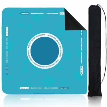 Imagem de StellarOcean Mahjong Mat for Table, American Neoprene Mahjong Table Mat with Carrying Bag,Portable American Majong Accessories Gifts for Woman Card Poker Game,Noise Reduction Non-Slip(Turquoise)