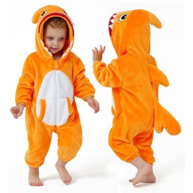 Imagem de DILUFUN Baby Infant Boys Girls Shark Onesie Costume,Toddler Halloween Cosplay Onesie Costume,Funny Warm Dress Outfit 3-36months