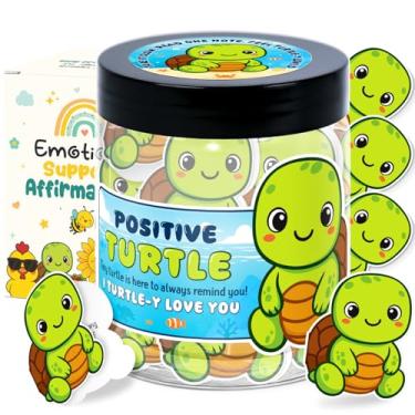 Imagem de Pote de 60 cartões de tartaruga positivos, decoração de tartaruga de apoio emocional - presente de tartarugas marinhas para amantes de tartarugas, professores, amigos - presentes inspiradores para
