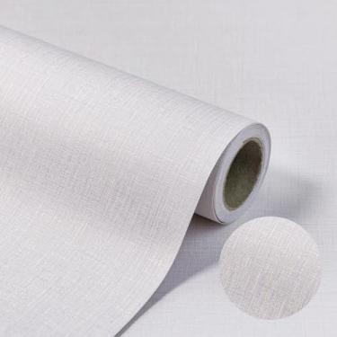 Imagem de Papel de parede bege Grasscloth Peel and Stick Wallpaper 39.9 cm x 497.8 cm Papel de parede de tecido moderno texturizado de linho autoadesivo vinil removível à prova d'água para quarto, sala de estar