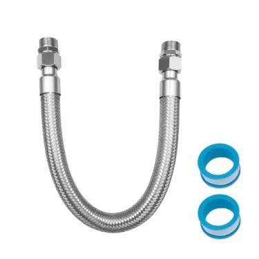 Imagem de Mangueira de jumper de compressor de aço inoxidável de grau industrial, 50.8 cm de comprimento - Conexões rotativas NPT de 3/10.2 cm, 398.9 °C e 450 PSI