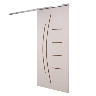 Imagem de Porta De Correr Branco Prime Frisada Kit Alumínio F08 - Smile - 210x100