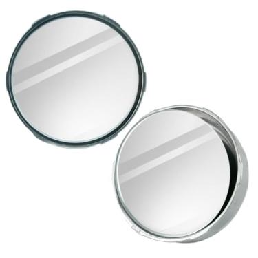 Imagem de DUENYUANN Espelho de cubículo atualizado para monitor de mesa de escritório espelho de canto ajustável à prova d'água com tipo de ventosa para automóveis, banheiro ou qualquer lugar, prata 2 peças