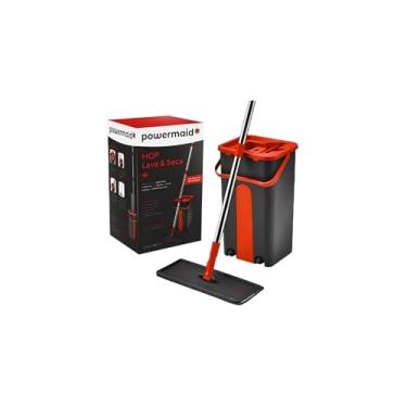 Imagem de Mop Flat com Balde, Kit Limpeza Completo, Cabo Inox 125cm, 4 Partes Desmontáveis, Refil Microfibra Lavável, Balde 5L, Base Flexível para Pisos