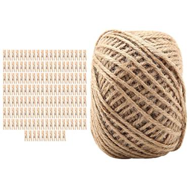 Imagem de XUXHOU Braçadeiras de Madeira Com Fio de Juta Pacote de 250, Revestimento de Cera Ecológico para Decoração de Artesanato Pendurado, Conjunto de Prendedor de Roupa Rústico para árvore de Natal,