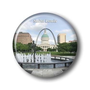 Imagem de Missouri Saint Louis The Gateway Arco Ímã de Geladeira Adesivo Vidro Cristal 3D Ímãs de Geladeira Viagem Cidade de Saint Louis Colecionável Lembrança Presentes Decoração de Geladeira