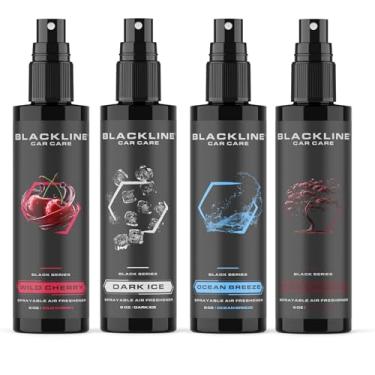 Imagem de Blackline Cuidados com o carro – Pacote variado de ambientadores de longa duração, eliminador de odores, para carros, caminhões, SUV ou uso doméstico – 20 ml – Madeira de teca, brisa do oceano, gelo