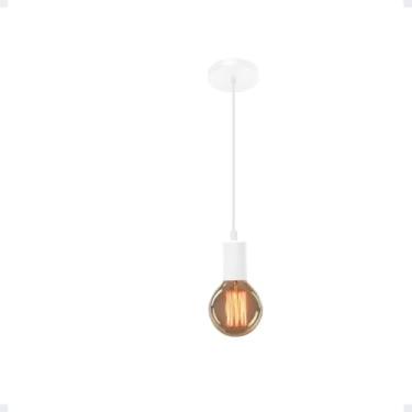 Imagem de Pendente Retro Vintage Luminária Teto Lustre Soquete E27 Estilo Retrô Industrial Lustre de Teto em Metal Preto (1, Branco)