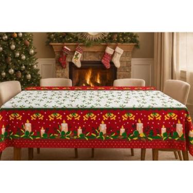 Imagem de Toalha de Mesa Natalina Oxford | 4 Tamanhos 1,40m a 3,20m | Para 4 a 10 Lugares(Vela,1,40x1,40)