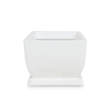 Imagem de Vaso De Planta + Prato Decorativo Polietileno 30X40 Branco - Foster Pl