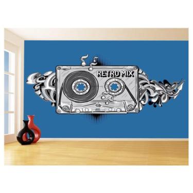 Imagem de Papel De Parede 3D Musica Fita Retrô Mix Tape 3,5M Mus30 - Você Decora