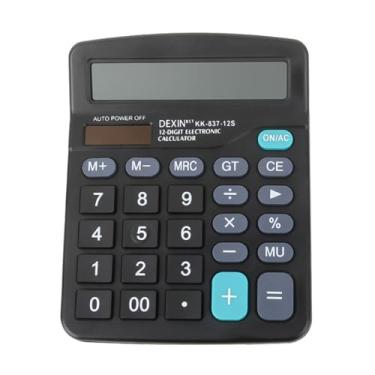 Imagem de Calculadora de materiais de escritório, fonte de alimentação dupla, computador de exibição grande de 12 dígitos para contabilidade, preto