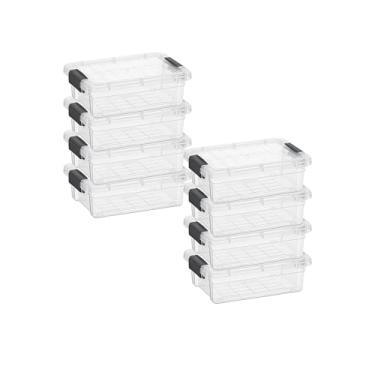 Imagem de Superio Mini recipiente de armazenamento caixa de giz de cera de plástico suprimentos de arte e estojo de costura empilhável transparente pequeno organizador para contas, papelaria, giz e alimentos